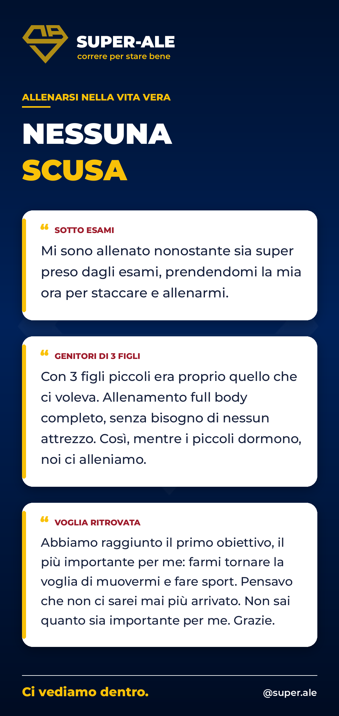 Storie dalla community SUPER-ALE: nessuna scusa — feedback di iscritti tra esami, figli e voglia ritrovata